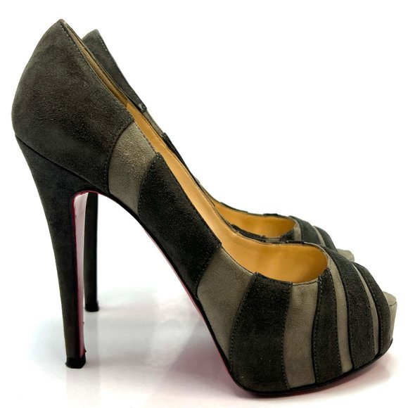 🌷❤️🔥SPRING SALE 🔥 FINAL PRICE🌷💥Christian Louboutin Gray Khaki Heels 37.5 - Picture 1 of 5